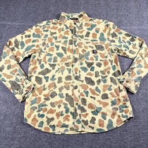 Carhartt Flannel Shirt Mens Large Duck Camo Rugged Flex Relaxed Fit Outdoor Hike